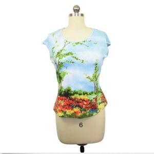 Faust Paris Blue FloralTop Size 12 US 42 EUR